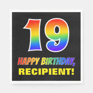 19e verjaardag: Vet, vun, eenvoudig, regenboog 19 Servet