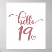 19e verjaardag Vrouwen Hallo 19 stuks 19 jaar oud Poster (Voorkant)