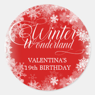 19e Verjaardag Winter Wonderland Sneeuwvlok Favori Ronde Sticker