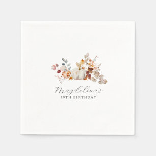 19e verjaardag Witte Pompoen Herfst Bloemen Custom Servet