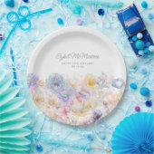 19e Verjaardag Zomer Waterverf Floral Custom Papieren Bordje (Feest)