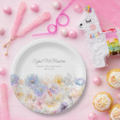 19e Verjaardag Zomer Waterverf Floral Custom Papieren Bordje (Feest)