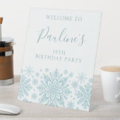19e Verjaardagsfeest Blauw Wit Sneeuwvlok Welkom Reclamebord Met Voetstuk (Insitu)