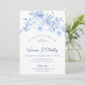 19e Verjaardagsfeest Dusty Blue Floral Kaart (Staand voorkant)