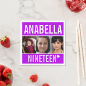 19e verjaardagsfeest evenement aangepaste foto paa servet (Insitu)