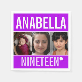 19e verjaardagsfeest evenement aangepaste foto paa servet