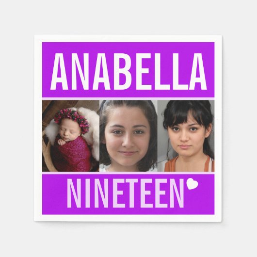 19e verjaardagsfeest evenement aangepaste foto paa servet (Voorkant)