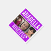 19e verjaardagsfeest evenement aangepaste foto paa servet (Hoek)