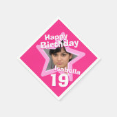 19e Verjaardagsfeest foto ster hete roze servetten (Hoek)