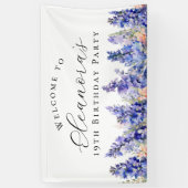 19e verjaardagsfeest juli Geboorte Bloem Welkom Spandoek (Verticaal)