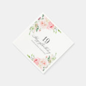 19e Verjaardagsfeest Levert Roze Bloemen Custom Servet (Hoek)