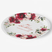 19e Verjaardagsfeest Rood Roze Bloemen Custom Pape Papieren Bordje (Gekanteld)
