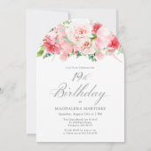 19e Verjaardagsfeest Roze pioenroos Bloemenboog Kaart (Voorkant)