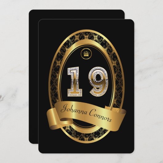 19e,verjaardagsfeest vrouw man,elegante kleur kaart (Voorkant / Achterkant)