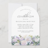 19e Verjaardagsfeest Witte Roos Blauwe Bloemen Kaart (Voorkant)