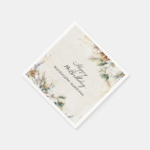 19e Verjaardagsfeest Witte Winter Bloemen Custom Servet (Hoek)