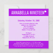 19e verjaardagsfeestdag, foto paars kaart (Achterkant)