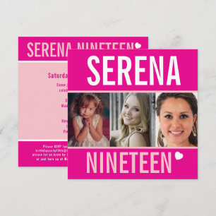 19e verjaardagsfeestdag, foto roze kaart