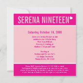 19e verjaardagsfeestdag, foto roze kaart (Achterkant)