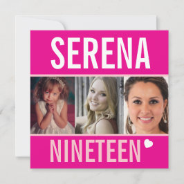 19e verjaardagsfeestdag, foto roze kaart