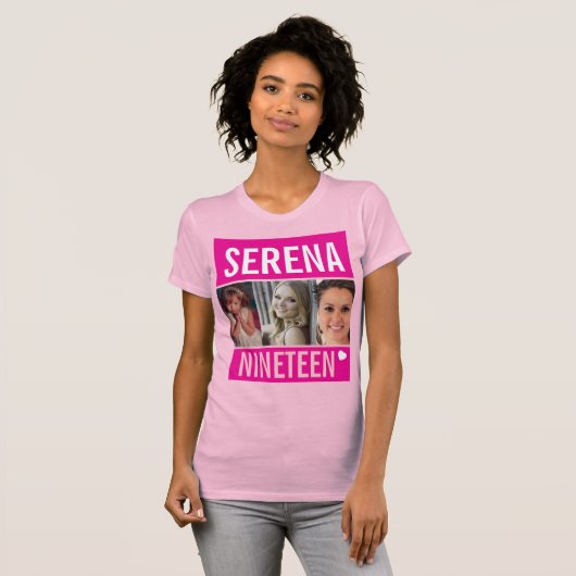 19e verjaardagsfeestdag, foto roze t-shirt (Voorkant volledig)