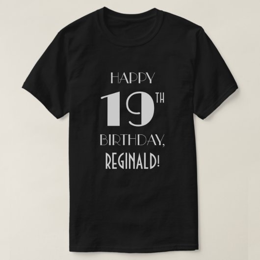 19e verjaardagsfeestje - Art Deco geïnspireerd loo T-shirt (Design voorkant)