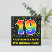 19e verjaardagsfeestje: Leuke muzieksymbolen, Rain Kaart (Staand voorkant)