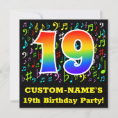 19e verjaardagsfeestje: Leuke muzieksymbolen, Rain Kaart (Voorkant)