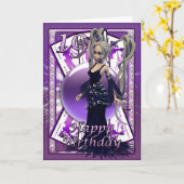 19e verjaardagskaart, gelukkige 19e gotische pop B Kaart (Gele Bloem)