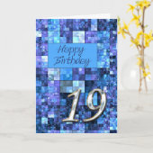 19e verjaardagskaart met abstracte vierkantjes. kaart (Gele Bloem)