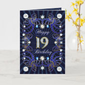 19e verjaardagskaart met juwelen kaart (Gele Bloem)