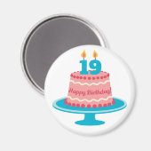 19e verjaardagstaart magneet (Voorkant / Achterkant)