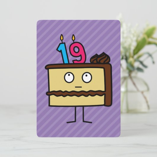 19e verjaardagstaart met kaarsen kaart (Staand voorkant)