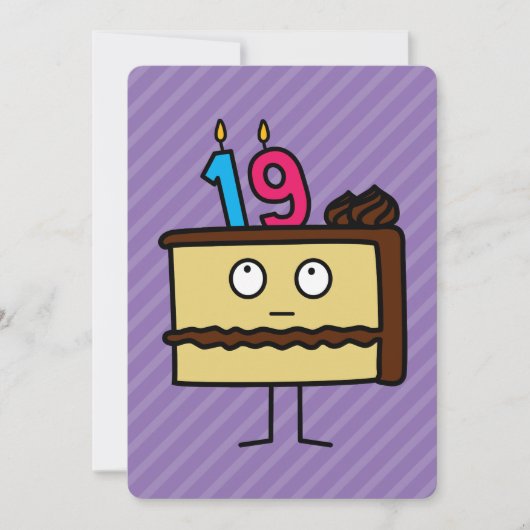 19e verjaardagstaart met kaarsen kaart (Voorkant)