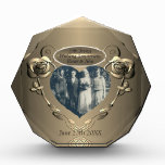 19th/8th Brons (Kleur) Foto Bruiloft Jubileum<br><div class="desc">Is het hun trouwdag? Zal dit niet leuk zijn om te geven; een origineel ontworpen,  rozen lijst in een taupe / bronzey kleur,  19e of 8e trouwdag fotoblok om hun mijlpaal evenement te markeren!</div>