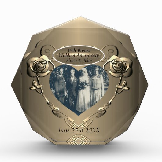 19th/8th Brons (Kleur) Foto Bruiloft Jubileum (Voorkant)