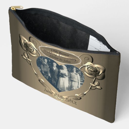 19th/8th Brons (Kleur) Foto Bruiloft Jubileum Etui (Open)