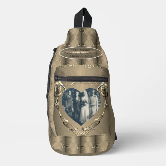 19th/8th Brons (Kleur) Foto Bruiloft Jubileum Sling Bag (Voorkant)
