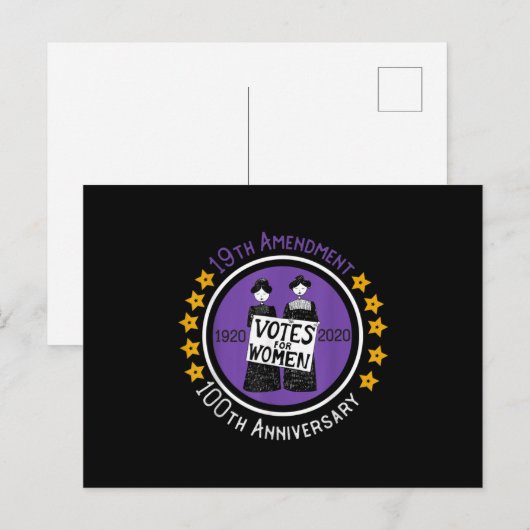 19th Amendment XIX Suffragette 100 yrs Anniversary Aankondigingskaart (Voorkant / Achterkant)