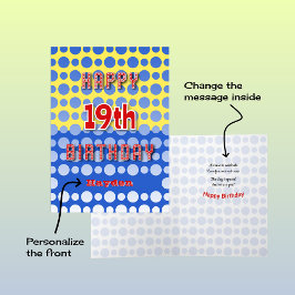 19th Birthday add name circles pattern Kaart