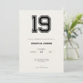 19th Birthday Invitation - Minimal Sport Style Kaart (Staand voorkant)