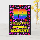 19th Birthday: Loving Hearts Pattern, Rainbow # 19 Kaart (Gele Bloem)