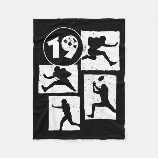 19th Birthday Retro American Football 19 Years Old Fleece Deken (Voorkant)