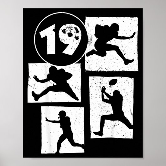 19th Birthday Retro American Football 19 Years Old Poster (Voorkant)