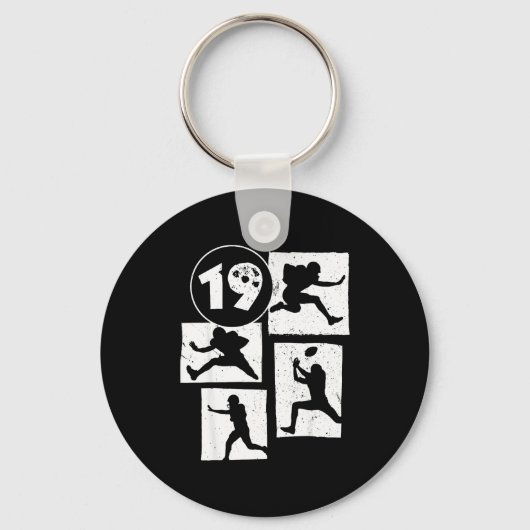 19th Birthday Retro American Football 19 Years Old Sleutelhanger (Voorkant)