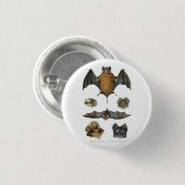 19th C. Bat Print Ronde Button 3,2 Cm (Voorkant /achterkant)