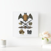 19th C. Bat Print Vierkante Klok (Huis)