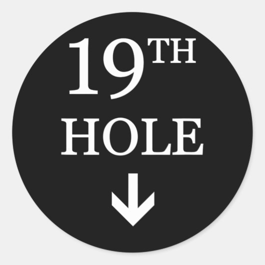 19th Hole Down Arrow Golf Ronde Sticker (Voorkant)