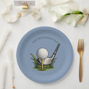 19th Hole Social Club Golf Feest Papieren Borden Bordje