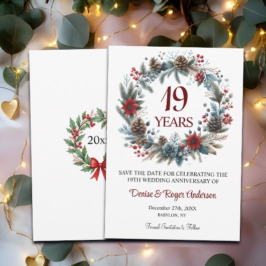 19th Wedding Anniversary Winter Save The Date